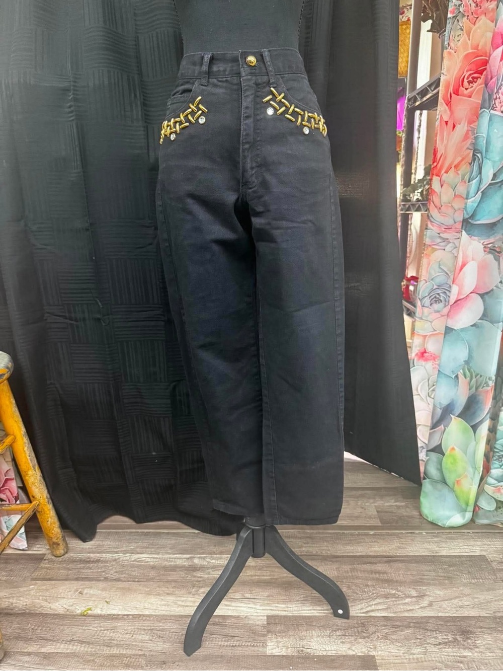 Vintage 80s Robin Berry Black Studded Jeans